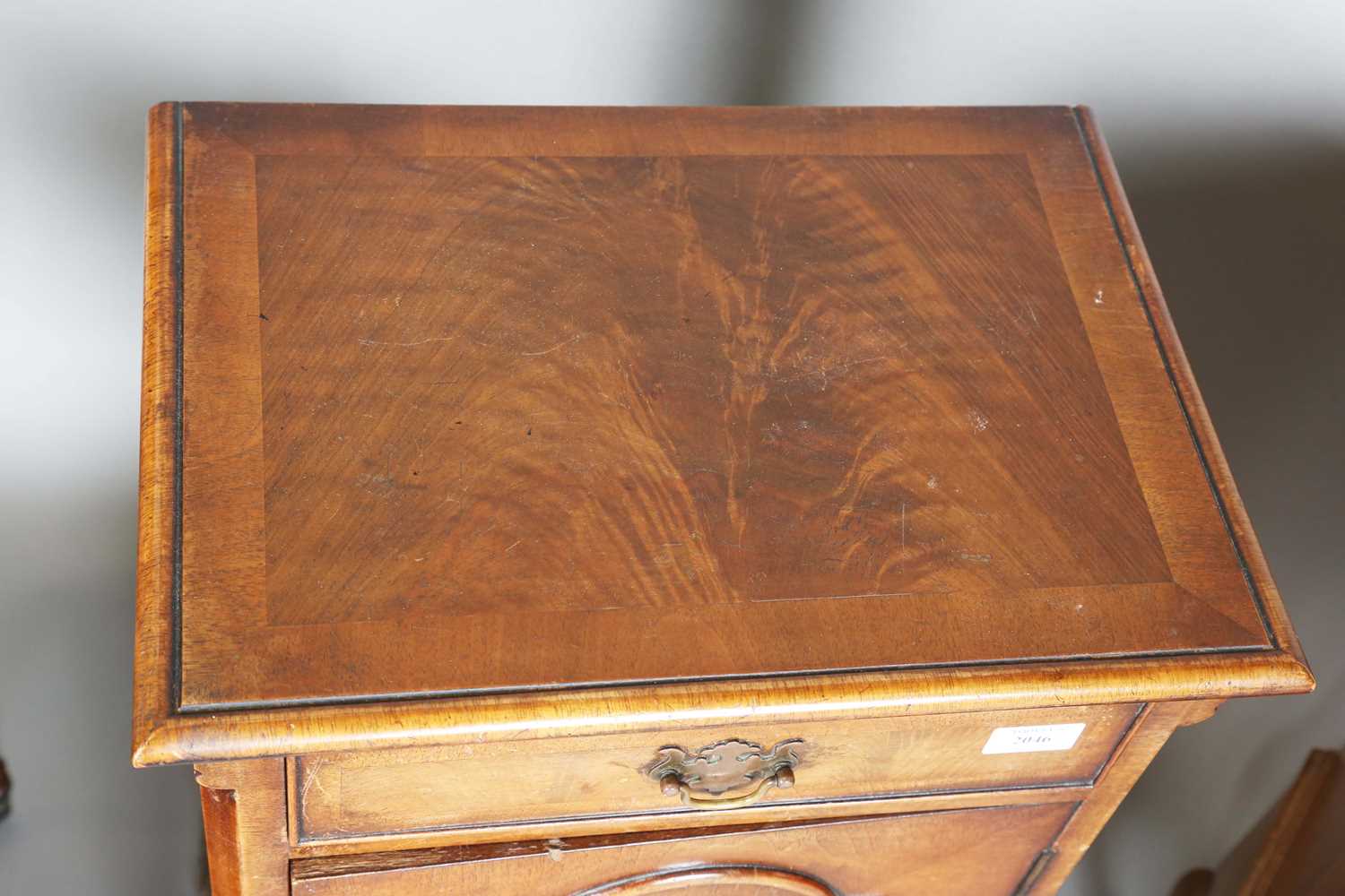 A mid-20th century Queen Anne style walnut bedside cabinet, height 79cm, width 43cm, depth 31cm, - Image 2 of 12