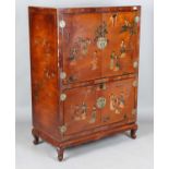 A modern Chinese lacquered cabinet, fitted with four doors, height 145cm, width 100cm, depth 55cm.