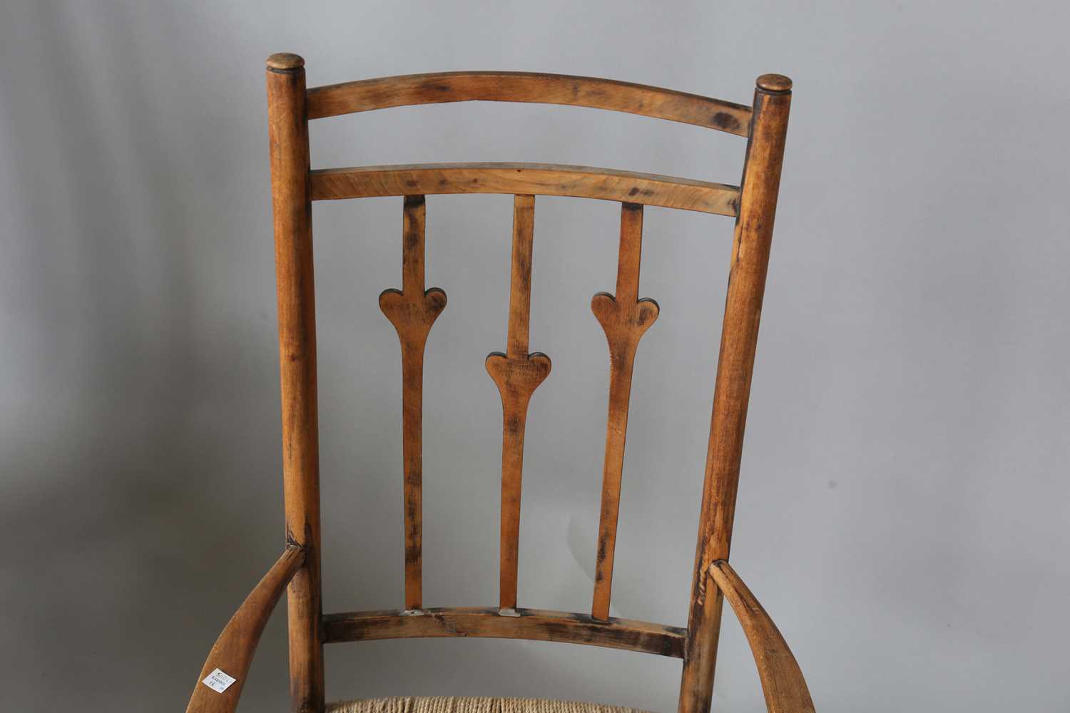 An early 20th century Arts and Crafts beech framed armchair, height 87cm, width 47cm, together - Image 2 of 23