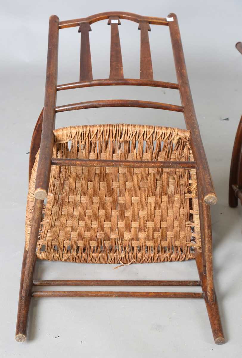 A late 19th century Arts and Crafts Sussex style walnut framed armchair, height 87cm, width 49cm, - Image 15 of 15