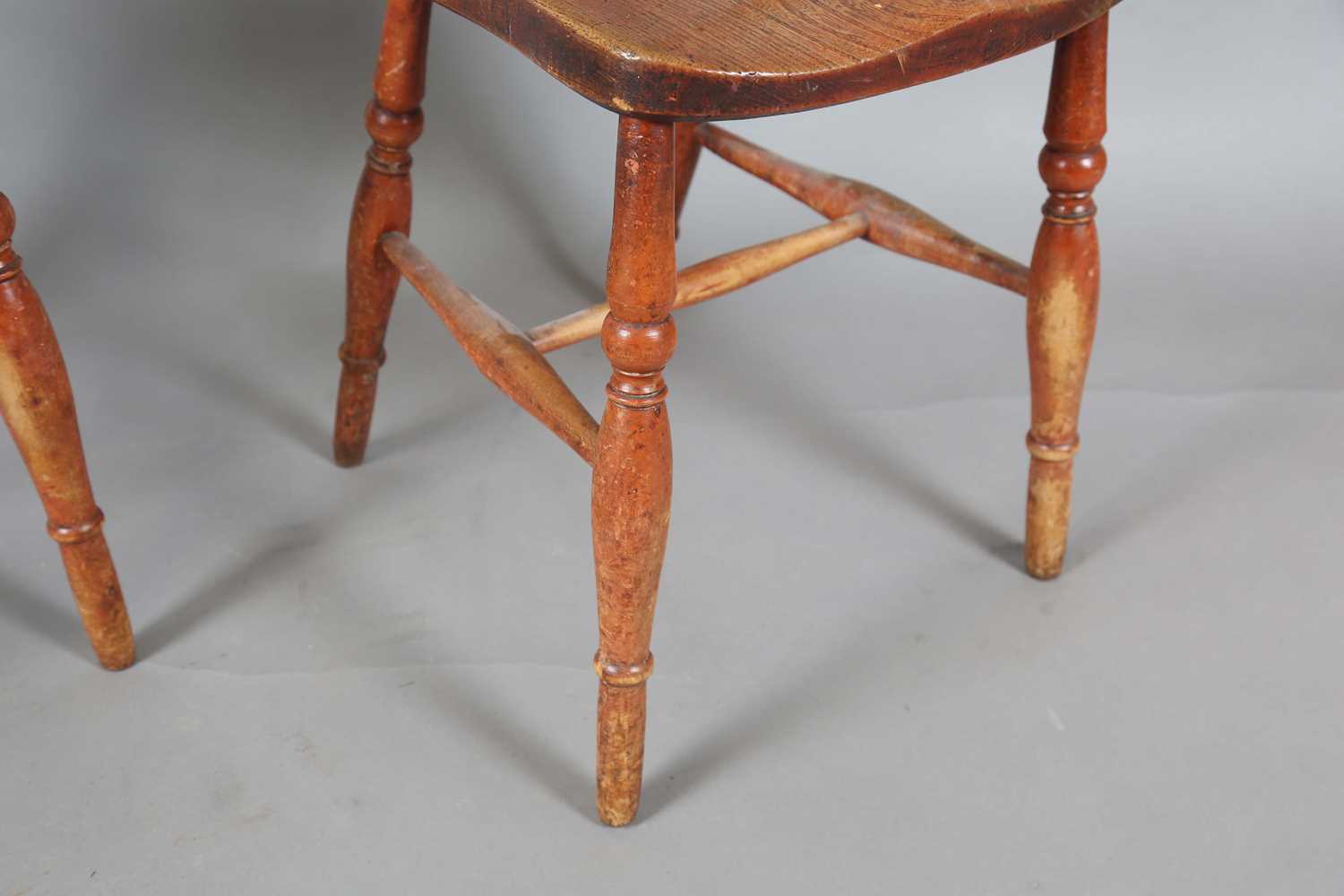 A set of four late 19th century ash and beech comb back kitchen chairs, height 89cm, width 47cm, - Image 9 of 12