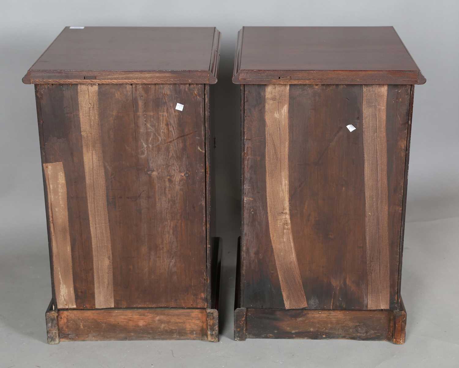 A pair of Victorian and later mahogany pedestal cabinets, each fitted with an arched panel door, - Image 10 of 10