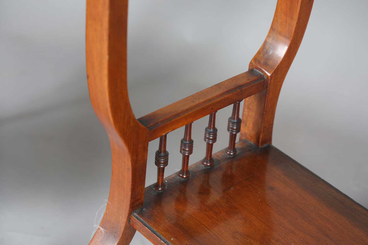 A late Victorian walnut two-tier occasional table, on ring turned legs, height 68cm, width 70cm, - Image 4 of 10