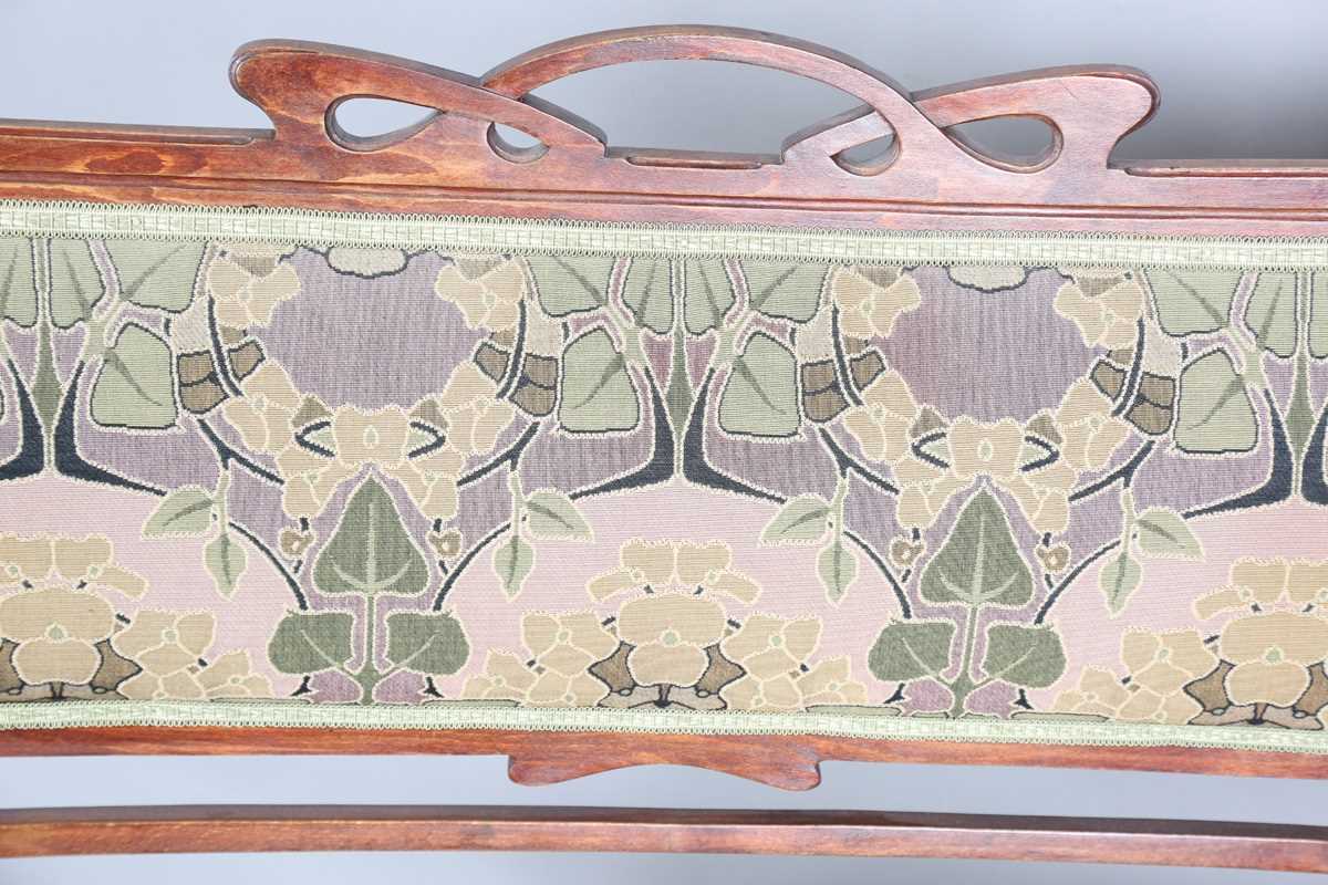 An Art Nouveau stained beech three-piece salon suite with pierced showframe and contemporary fabric, - Image 3 of 27