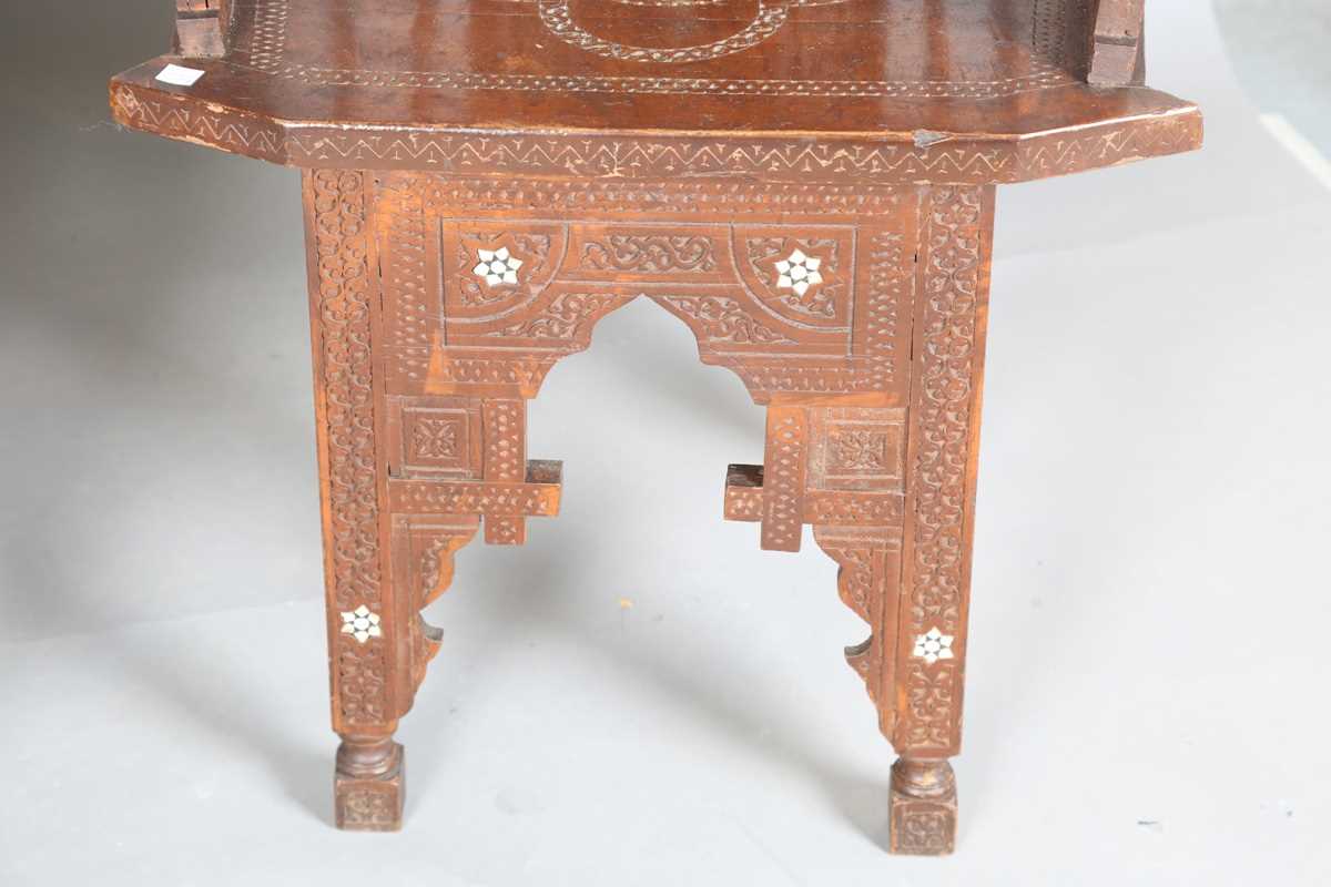 A pair of late 19th/early 20th century Middle Eastern hardwood and mother-of-pearl inlaid tub back - Image 13 of 16