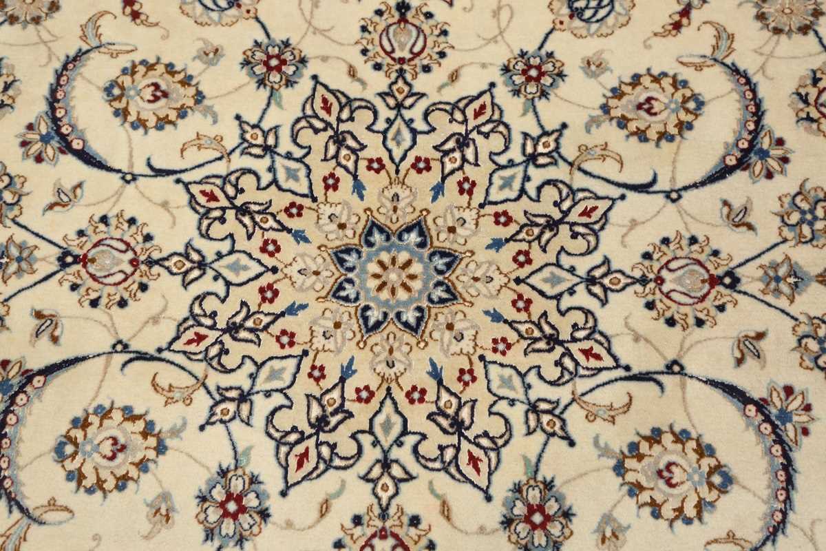 A Nain carpet, Central Persia, late 20th century, the cream field with a flowerhead medallion and - Image 4 of 8