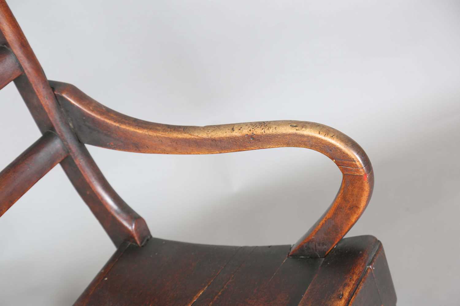 A Victorian provincial mahogany rocking armchair with ladder back and solid seat, height 104cm, - Image 4 of 9