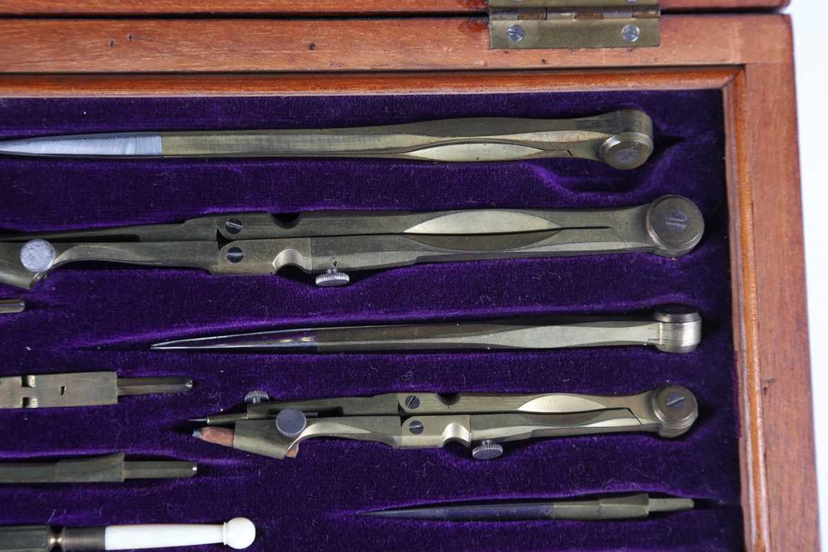 A Victorian rosewood cased part drawing instrument set, together with a boxwood rule and an ebony - Image 6 of 11