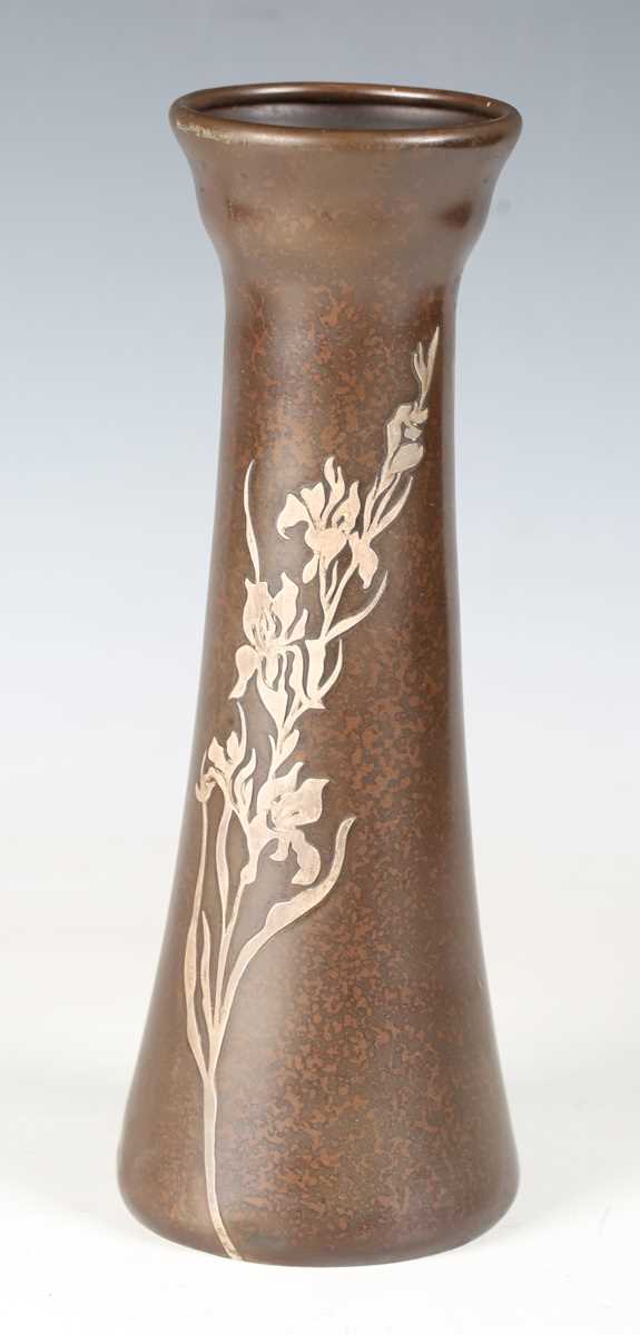 An early 20th century Arts and Crafts patinated copper vase by Heintz Art Metal Shop, the