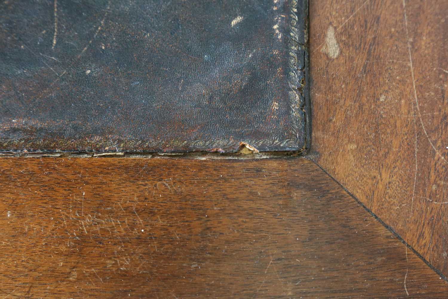 An early 20th century French mahogany and brass mounted bureau plat with raised tambour compartment, - Image 14 of 19