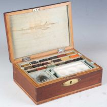 A George III mahogany cased artist's box with boxwood and kingwood banding, the interior fitted with