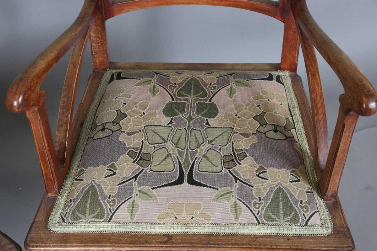 An Art Nouveau stained beech three-piece salon suite with pierced showframe and contemporary fabric, - Image 22 of 27