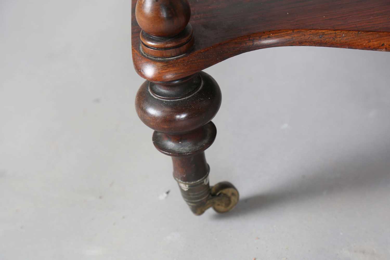 A Victorian rosewood serpentine-fronted four-tier whatnot, height 125cm, width 56cm, depth 36cm. - Image 8 of 12