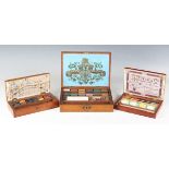 A late Victorian mahogany cased 'Young Artists Water Colors' artist's box, width 23cm, together with
