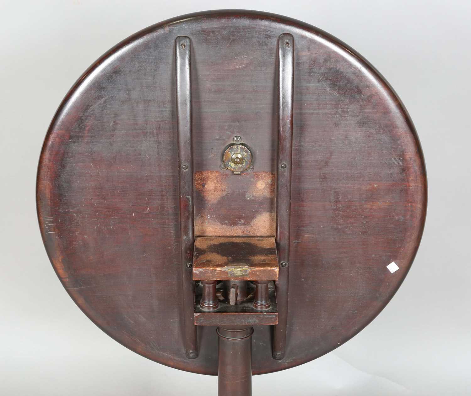 An early George III mahogany circular tip-top supper table with a birdcage mount and turned stem, - Image 7 of 7