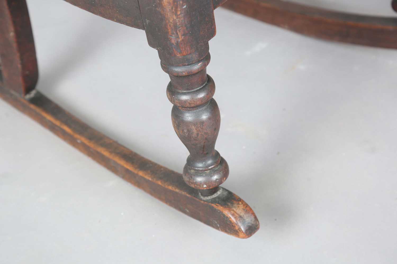 A Victorian provincial mahogany rocking armchair with ladder back and solid seat, height 104cm, - Image 5 of 9