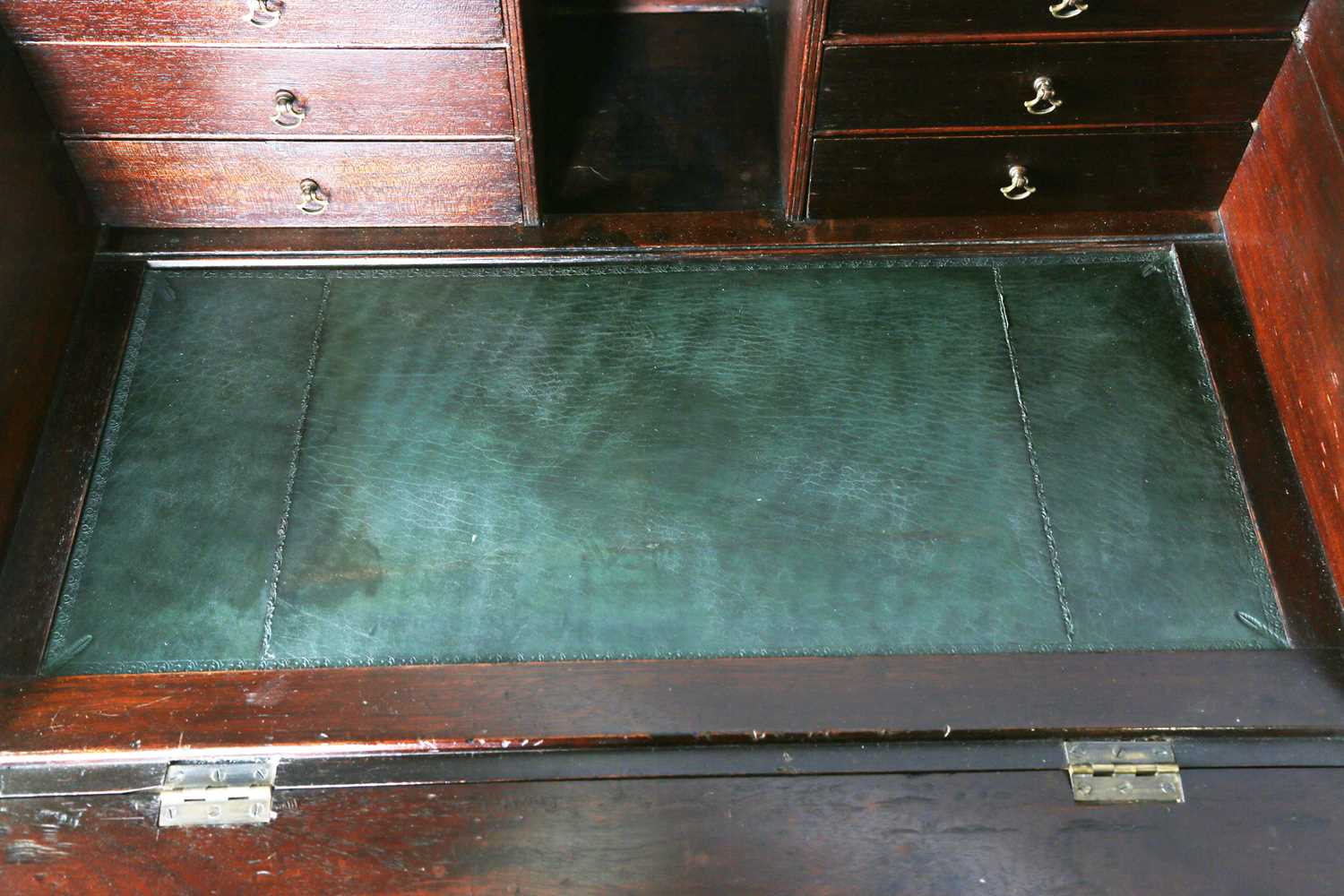 A George III mahogany clerk's desk, the fall front enclosing a fitted interior, height 95cm, width - Image 3 of 10