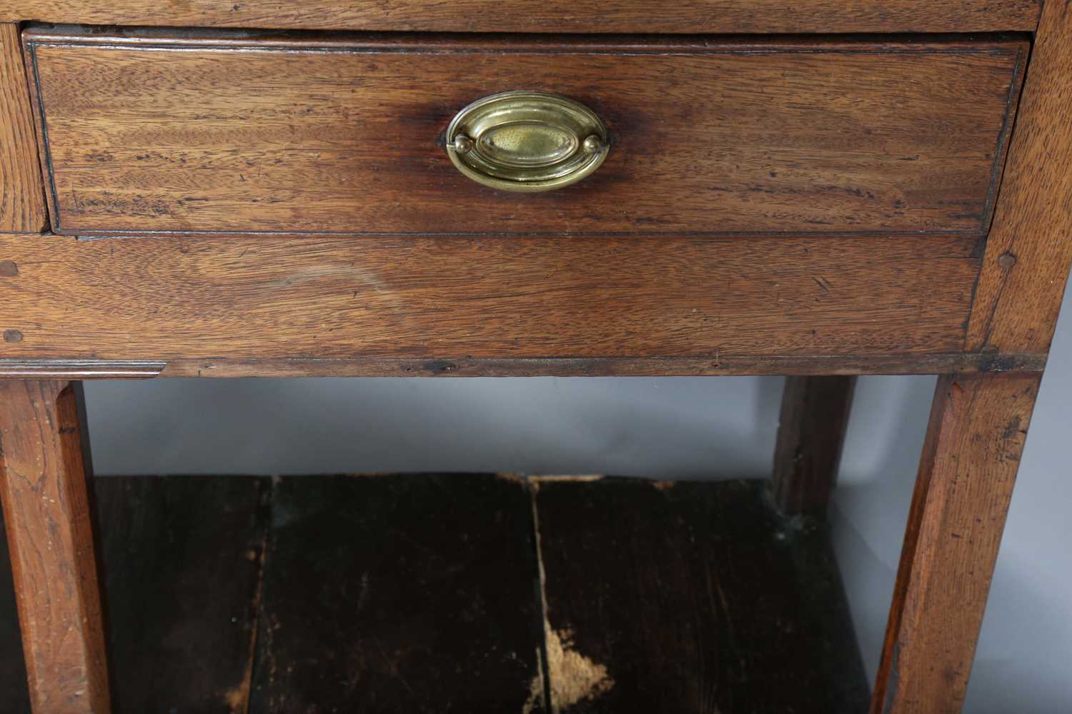 A George III provincial mahogany dresser, the plate rack above three drawers and chamfered - Image 13 of 13