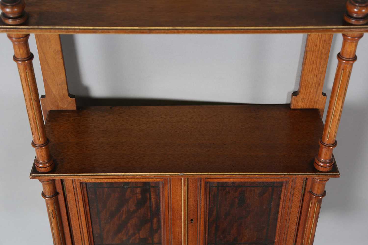 An Edwardian walnut and parcel gilt decorated two-tier wall cabinet, height 75cm, width 51cm, - Image 5 of 11