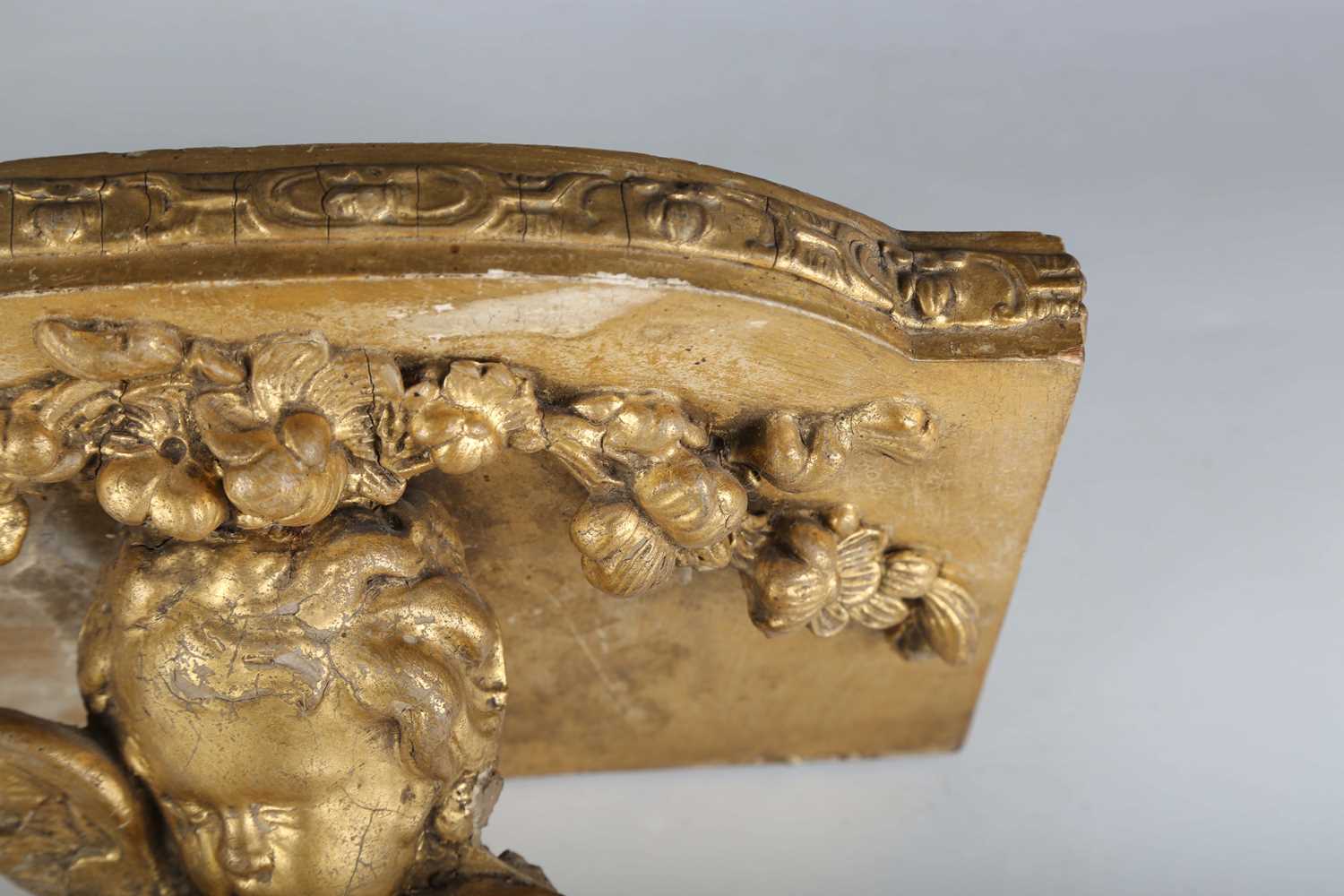 A late 19th century composition wall bracket with a triple cherub mask support, height 23cm, width - Image 3 of 10