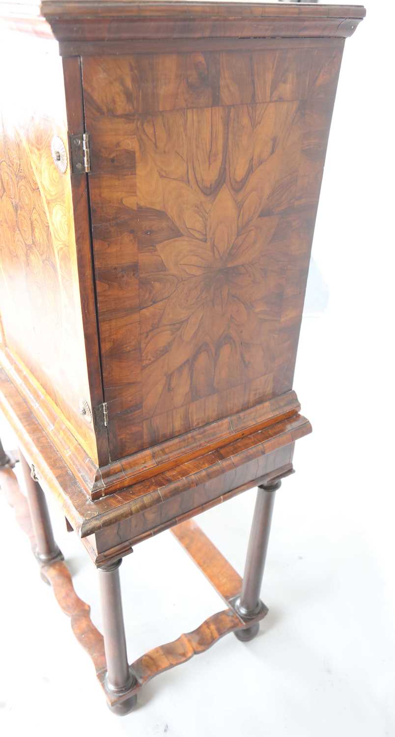 A William and Mary laburnum oyster veneered collector's cabinet-on-stand, the two doors with - Image 20 of 20