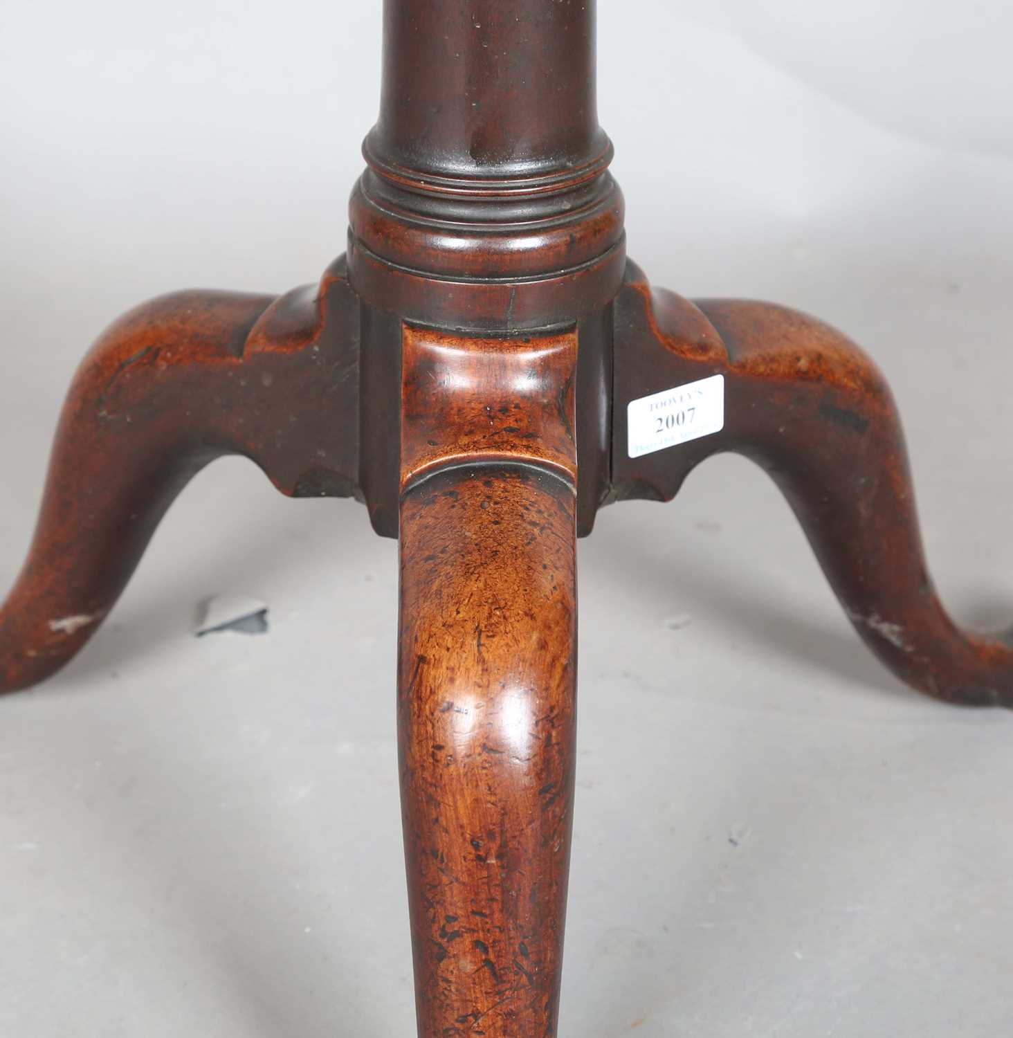 An early George III mahogany circular tip-top supper table with a birdcage mount and turned stem, - Image 5 of 7