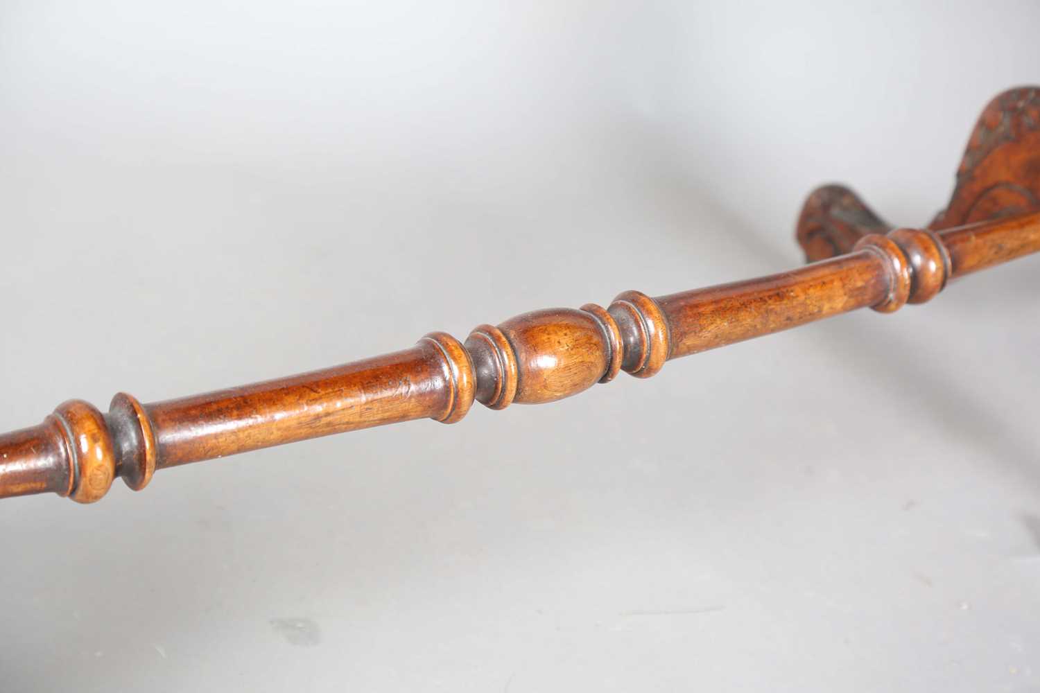 A late Victorian burr walnut oval stretcher table, height 72cm, width 97cm, together with a - Image 7 of 15