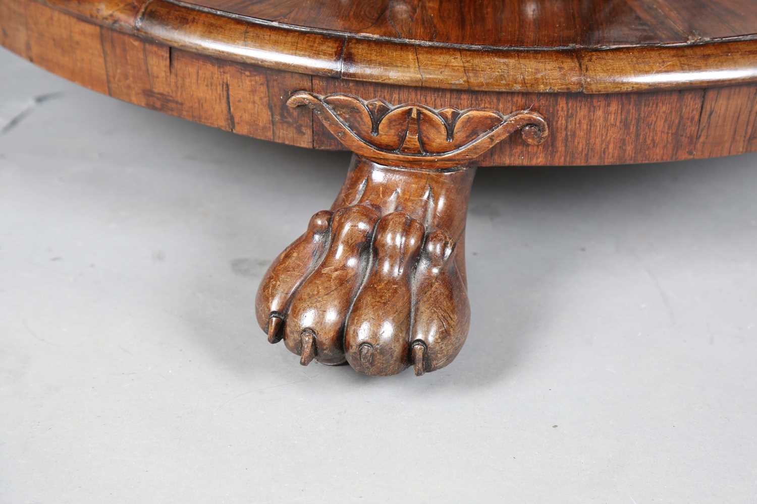 A William IV rosewood tip-top breakfast table, in the manner of Gillows of Lancaster, raised on a - Image 6 of 12