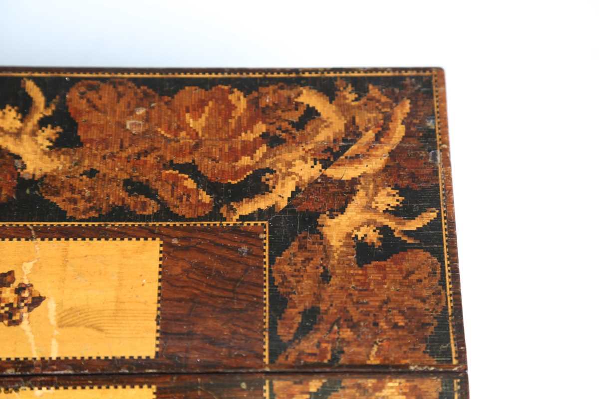 A mid-Victorian Tunbridge ware writing box, the double-hinged lid with a mosaic view of a castle - Image 6 of 17