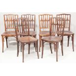 A set of six early 20th century Austrian bentwood chairs, designed by Gustav Siegel for Jacob &