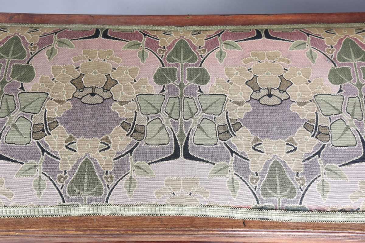 An Art Nouveau stained beech three-piece salon suite with pierced showframe and contemporary fabric, - Image 6 of 27