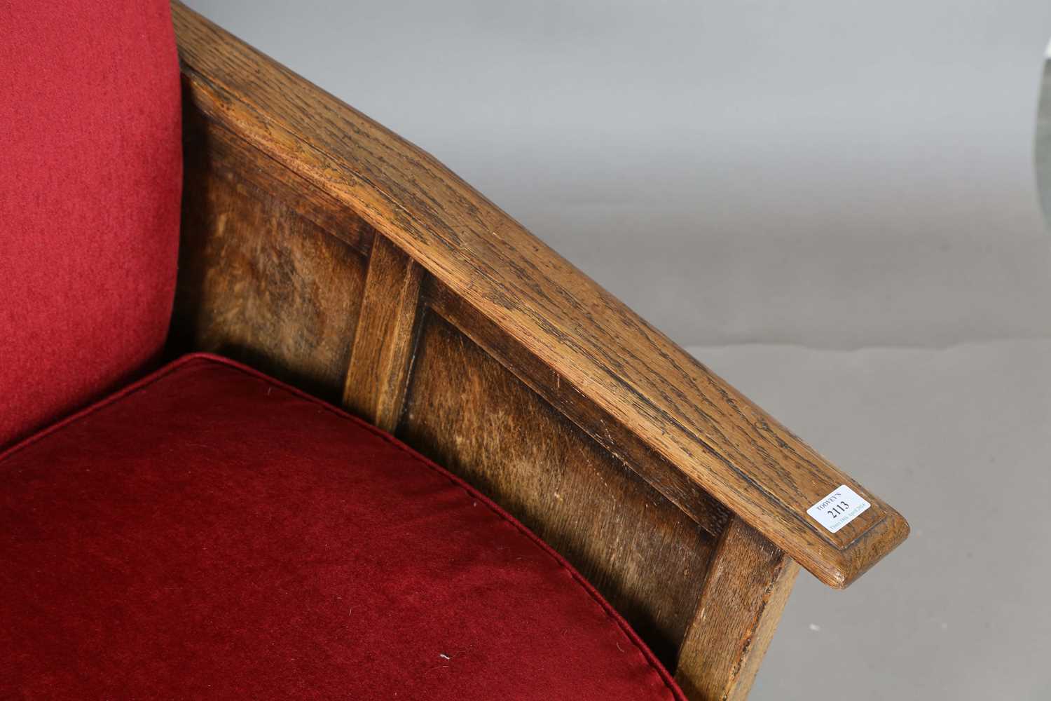 An early 20th century oak-sided two-seat settee, the sides carved with linenfold panels, height - Image 3 of 7