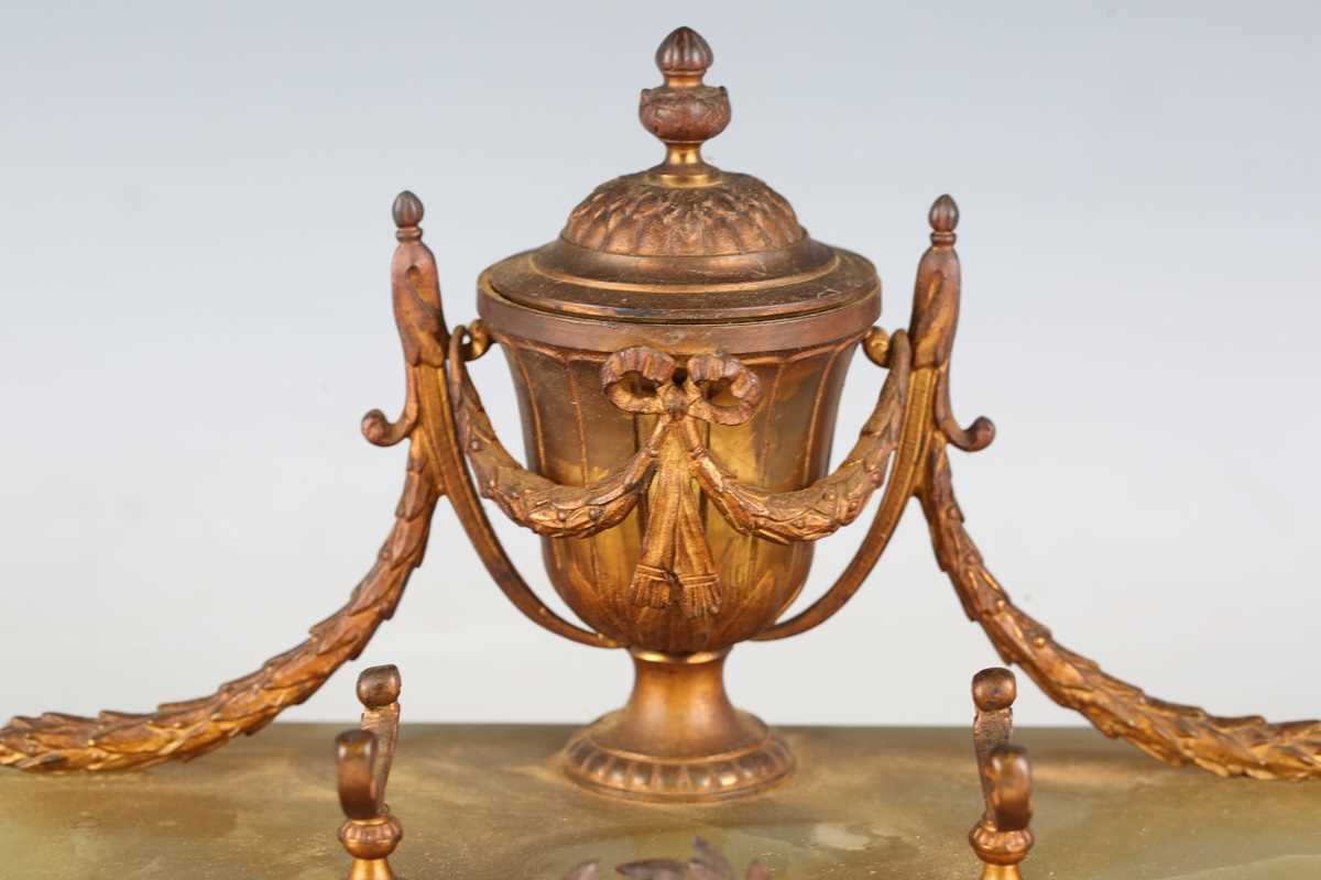 An early 20th century onyx and gilt metal inkstand of Neoclassical design, width 33cm, together with - Image 3 of 18