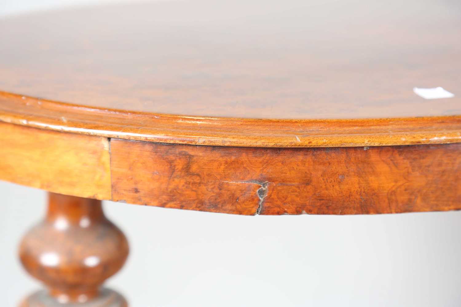 A late Victorian burr walnut oval stretcher table, height 72cm, width 97cm, together with a - Image 4 of 15