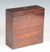 A George III mahogany apothecary's box, the hinged lid with applied paper manufacturer's label