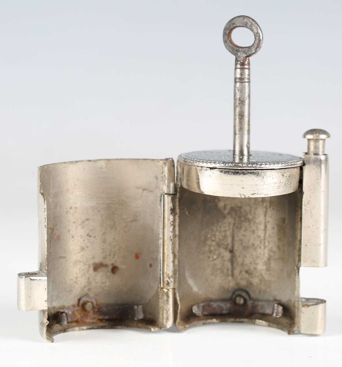 A Victorian plated brass Burns's Patent 'Bottle Lock' by Thomas Turner of Wolverhampton, length 5. - Image 4 of 9
