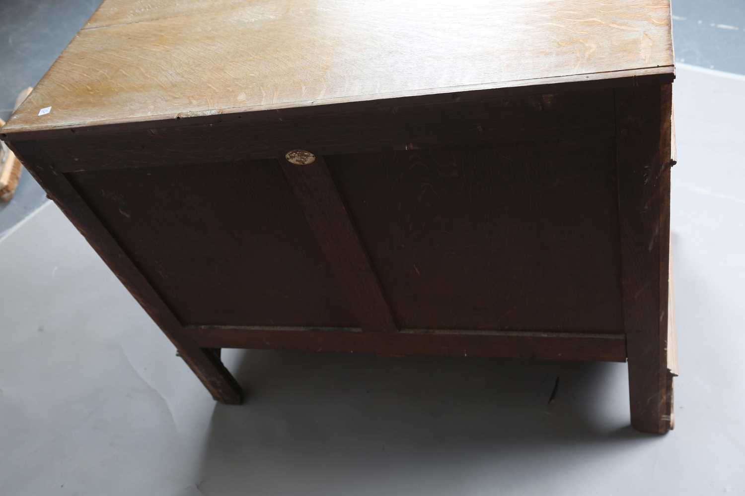 An early 20th century French limed oak side cabinet by Cauvet Frères, Paris, bearing maker's - Image 8 of 9