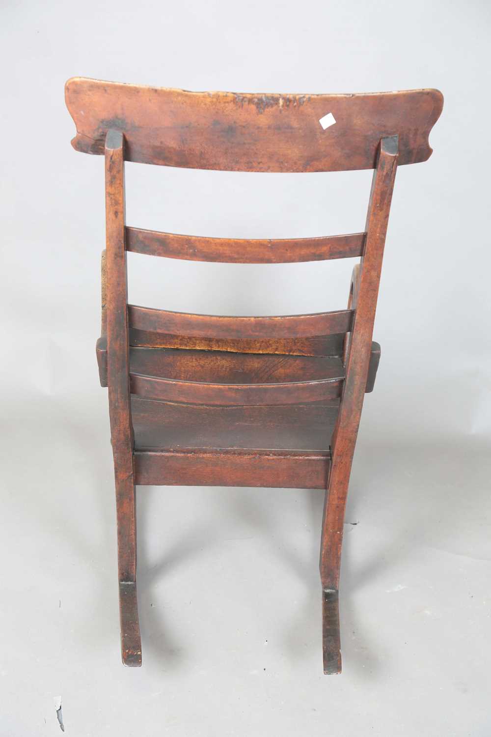 A Victorian provincial mahogany rocking armchair with ladder back and solid seat, height 104cm, - Image 7 of 9