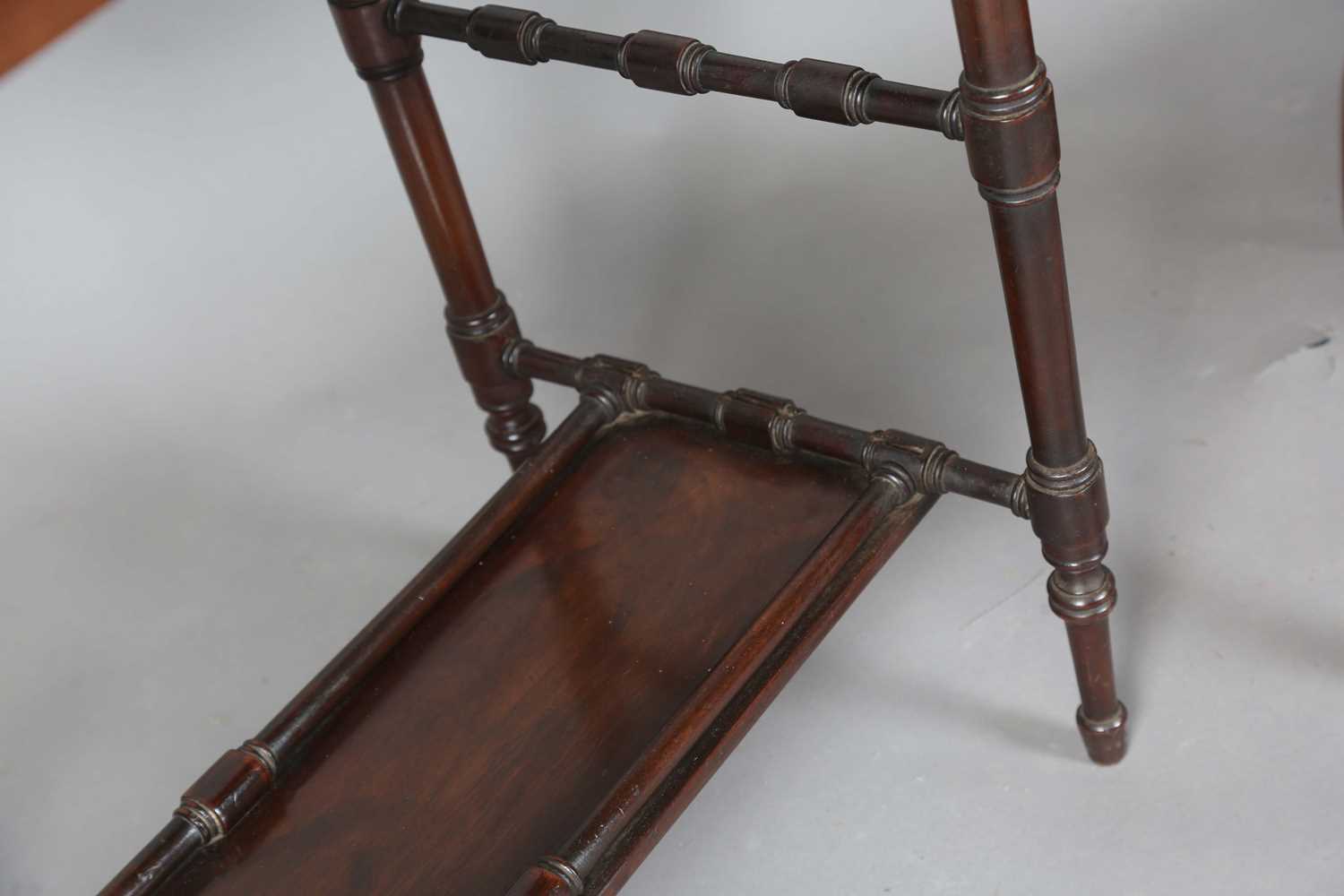 A late Victorian walnut two-tier occasional table, on ring turned legs, height 68cm, width 70cm, - Image 8 of 10