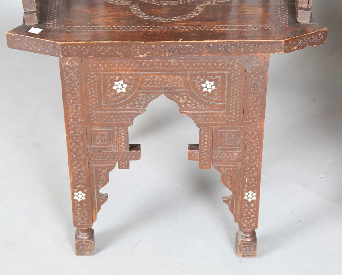 A pair of late 19th/early 20th century Middle Eastern hardwood and mother-of-pearl inlaid tub back - Image 8 of 16