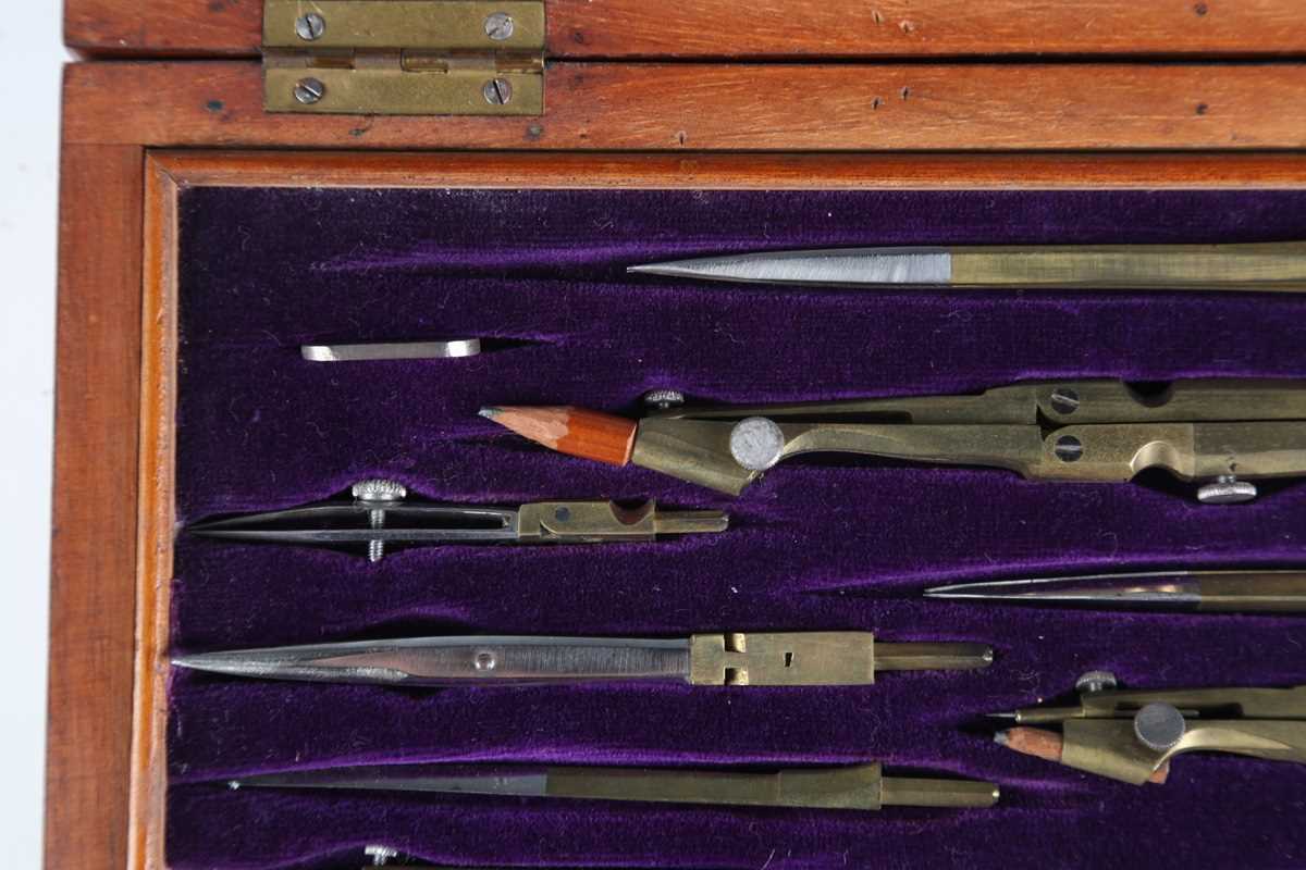 A Victorian rosewood cased part drawing instrument set, together with a boxwood rule and an ebony - Image 3 of 11