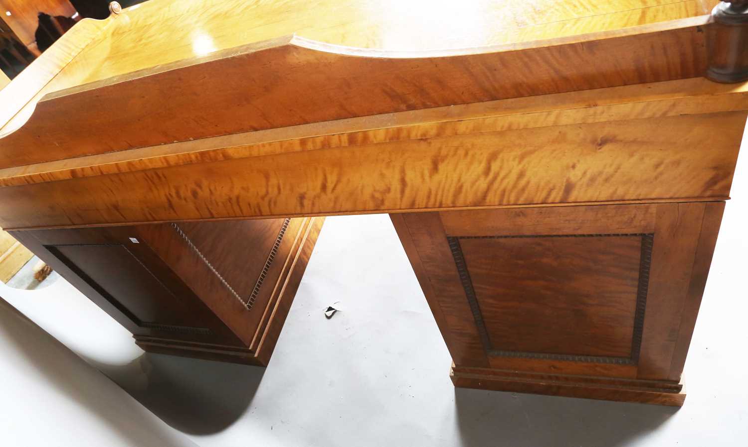 A 20th century Biedermeier style maple twin pedestal desk, the three-quarter gallery back above - Image 11 of 11