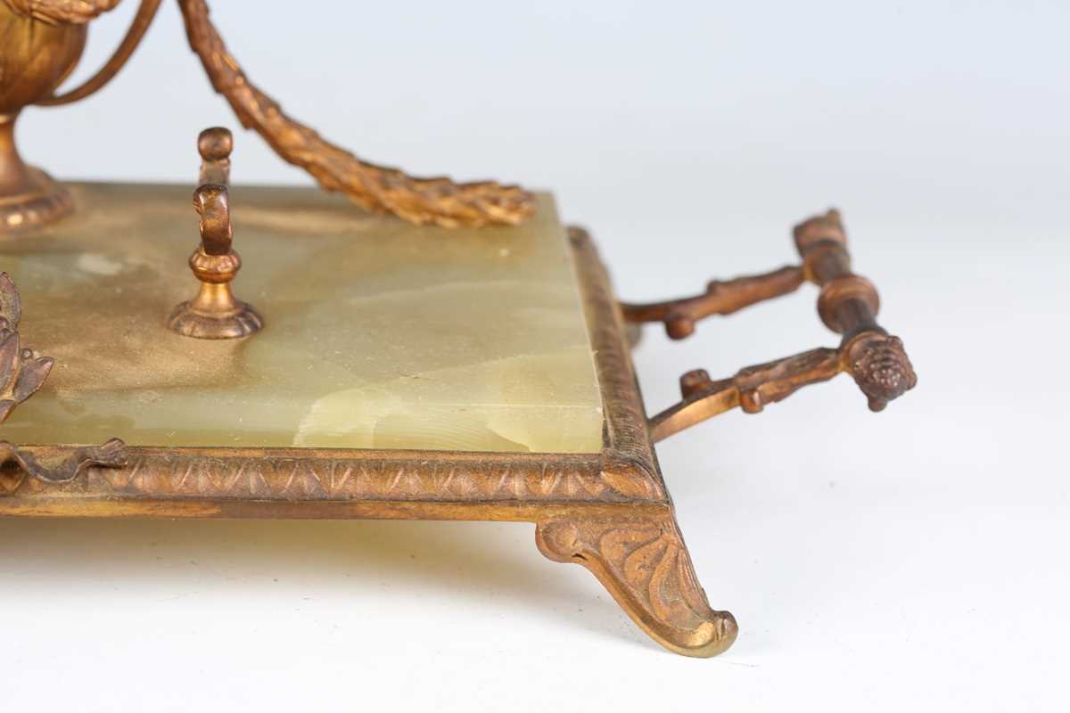 An early 20th century onyx and gilt metal inkstand of Neoclassical design, width 33cm, together with - Image 4 of 18