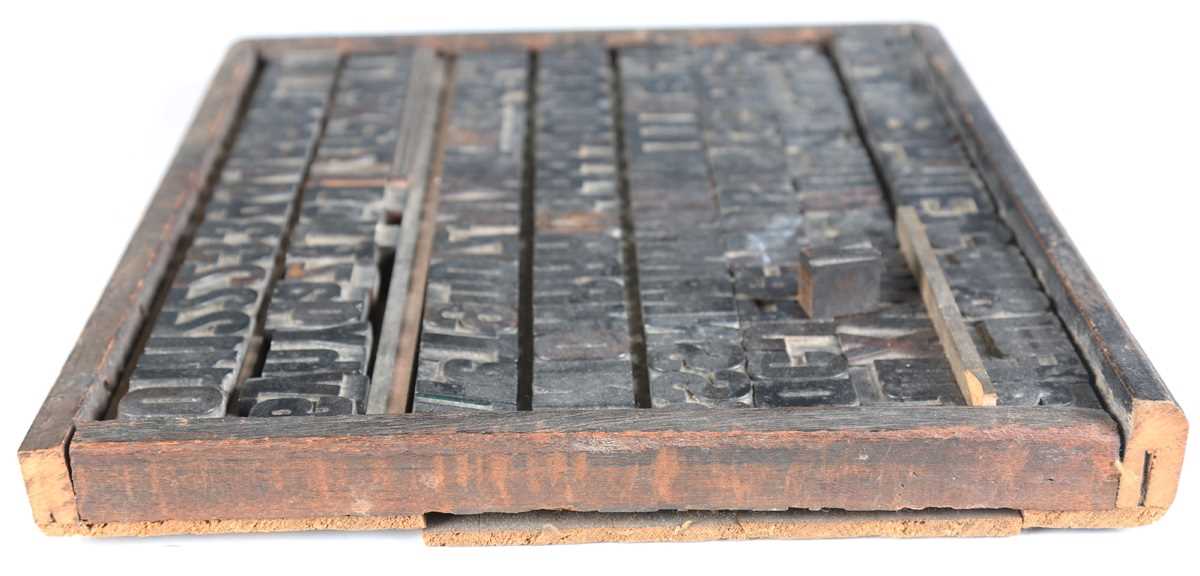 A group of early 20th century carved hardwood letterpress printing blocks, contained within a - Image 10 of 10