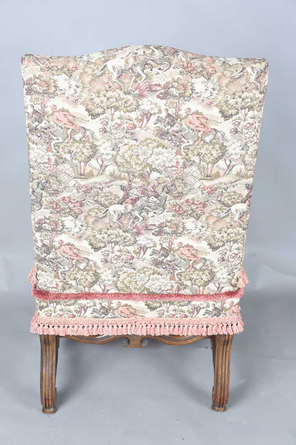 A late 19th century French Baroque Revival walnut framed armchair, upholstered in machined tapestry, - Image 11 of 14