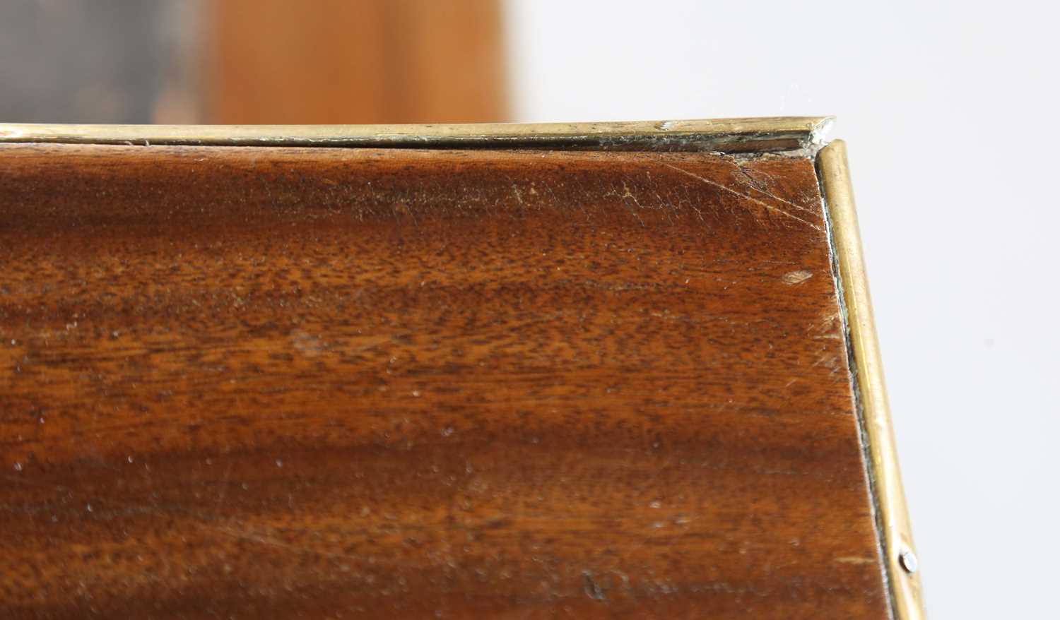 An early 20th century French mahogany and brass mounted bureau plat with raised tambour compartment, - Image 19 of 19