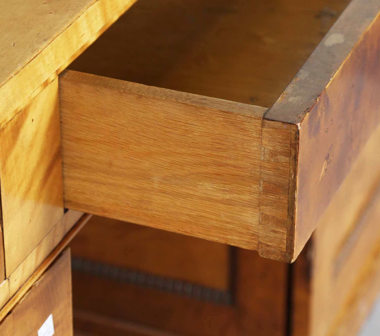 A 20th century Biedermeier style maple twin pedestal desk, the three-quarter gallery back above - Image 6 of 11