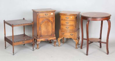 A mid-20th century Queen Anne style walnut bedside cabinet, height 79cm, width 43cm, depth 31cm,