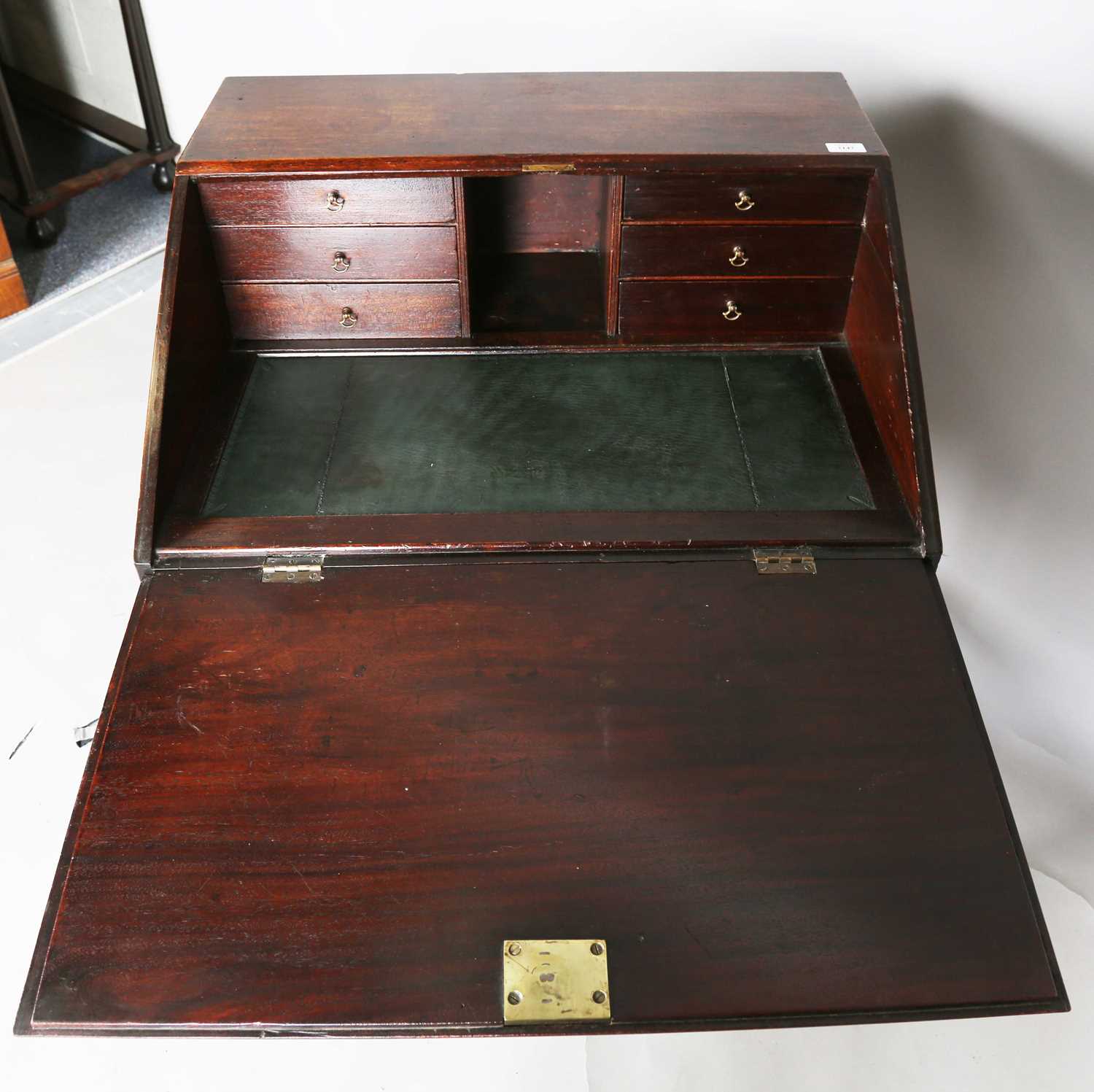 A George III mahogany clerk's desk, the fall front enclosing a fitted interior, height 95cm, width - Image 2 of 10