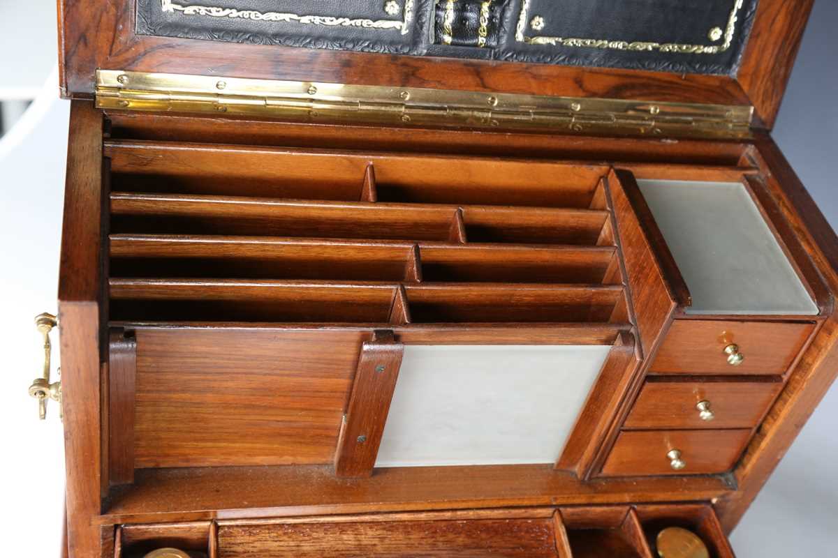 A Victorian burr walnut stationery cabinet writing box by Parkins & Gotto of London, the hinged - Image 6 of 16